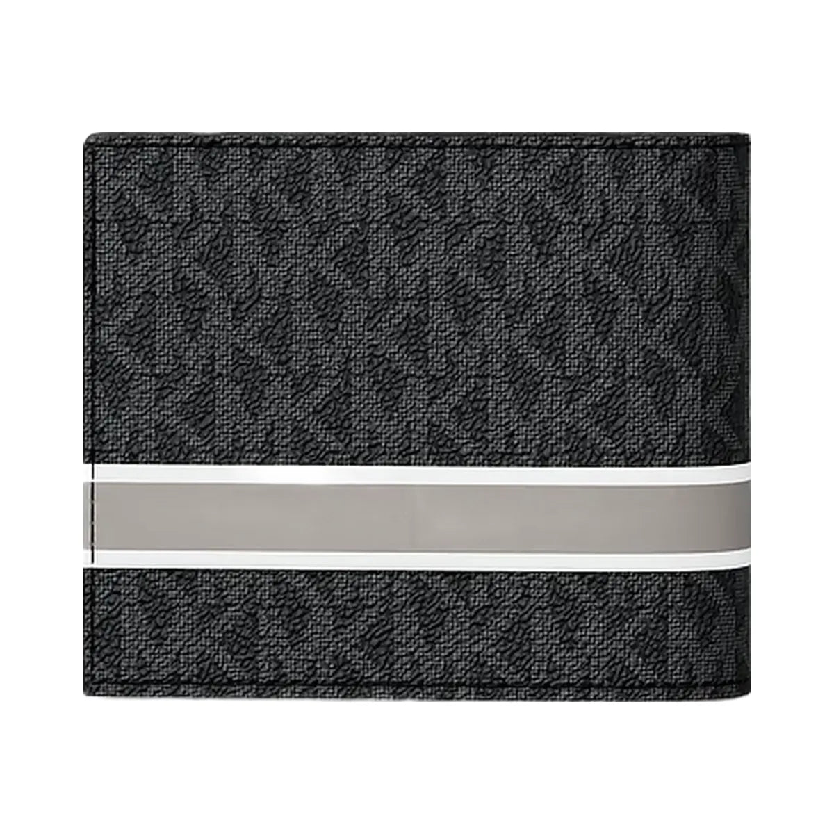Michael Kors Cooper Striped Signature Logo Billfold Wallet With Passcase Black Combo