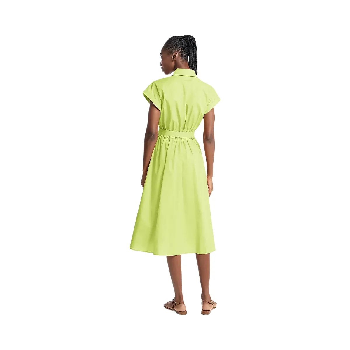Michael Kors Cotton Poplin Midi Dress Lime