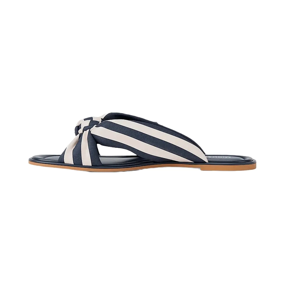 Michael Kors Elena Striped Linen Blend Slide Sandal Navy