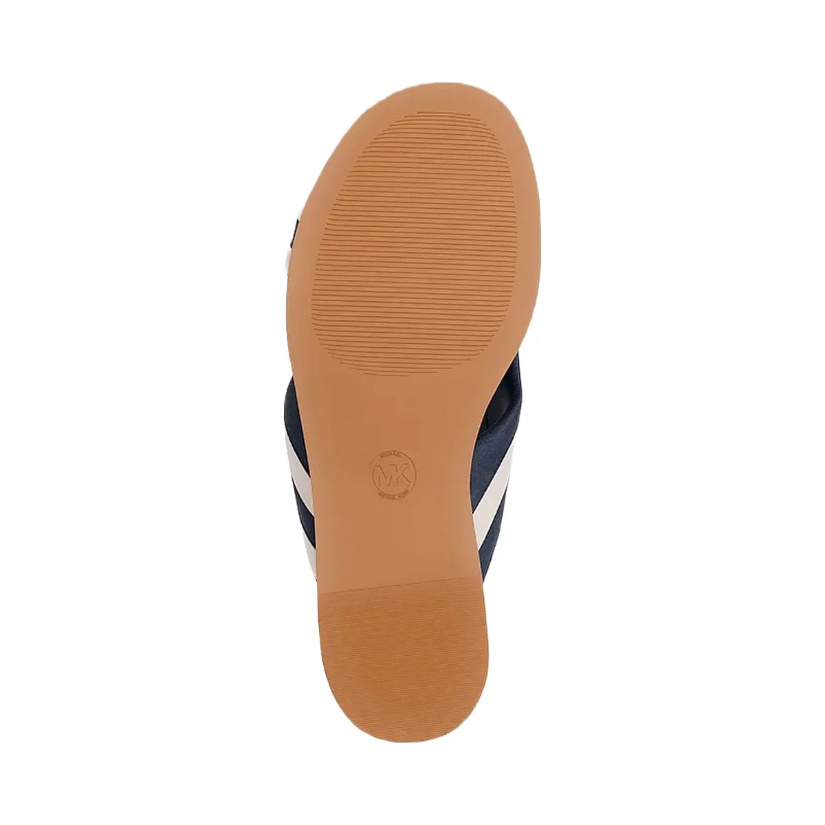 Michael Kors Elena Striped Linen Blend Slide Sandal Navy