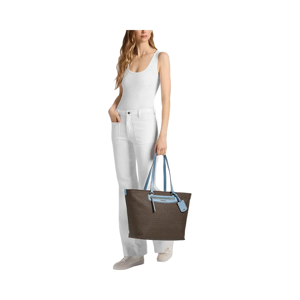 Michael Kors Jet Set Travel Extra-Large Signature Logo Tote Bag Chambray