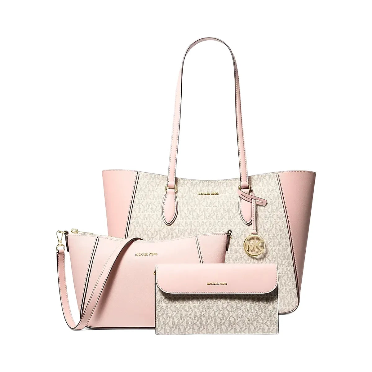 Michael Kors Jet Set Travel Large Signature Logo 3-in-1 Tote Bag Pwd Blsh Mlt