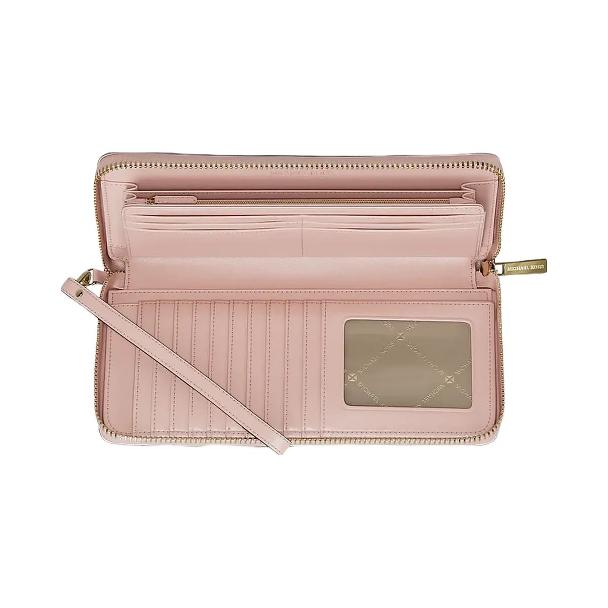 Michael Kors Jet Set Travel Large Signature Logo Continental Wristlet Powder Blush