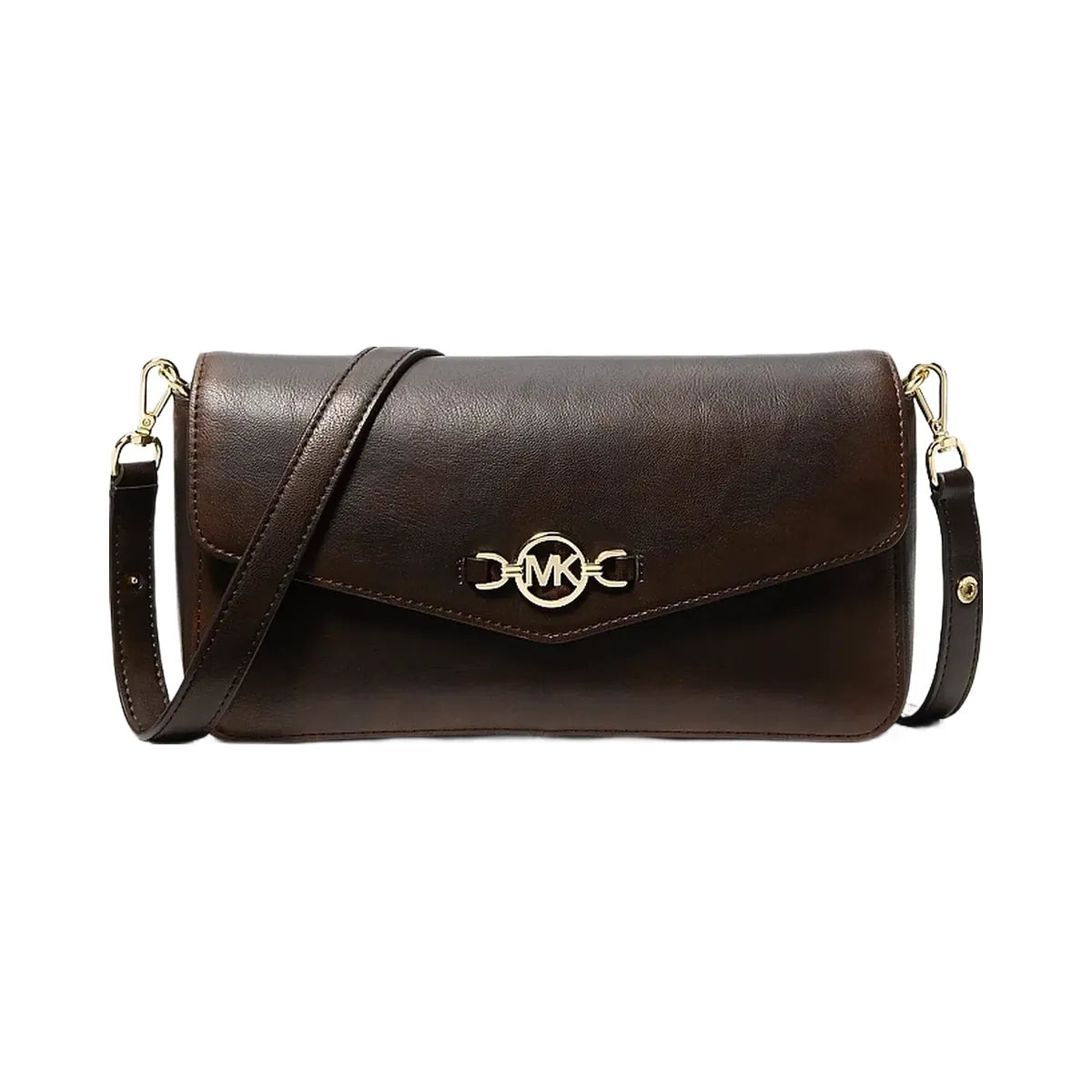 Michael Kors Kacey Medium Burnished Shoulder Bag Chocolate