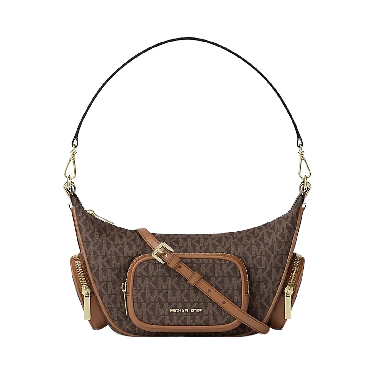 Michael Kors Merritt Small Signature Logo Convertible Shoulder Bag Brown