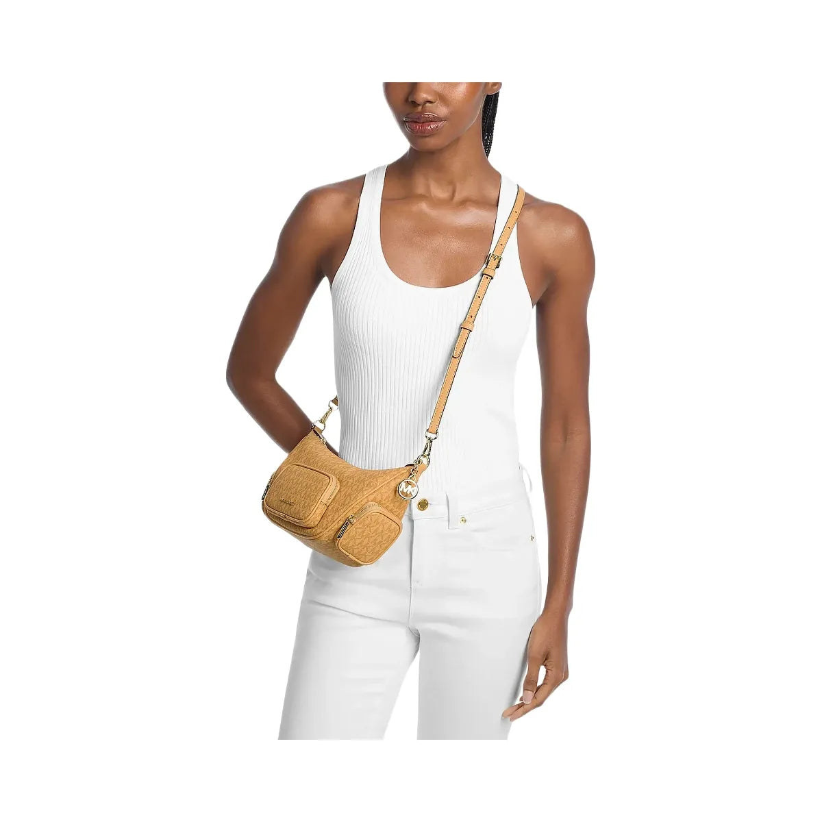 Michael Kors Merritt Small Signature Logo Convertible Shoulder Bag Honeywheat