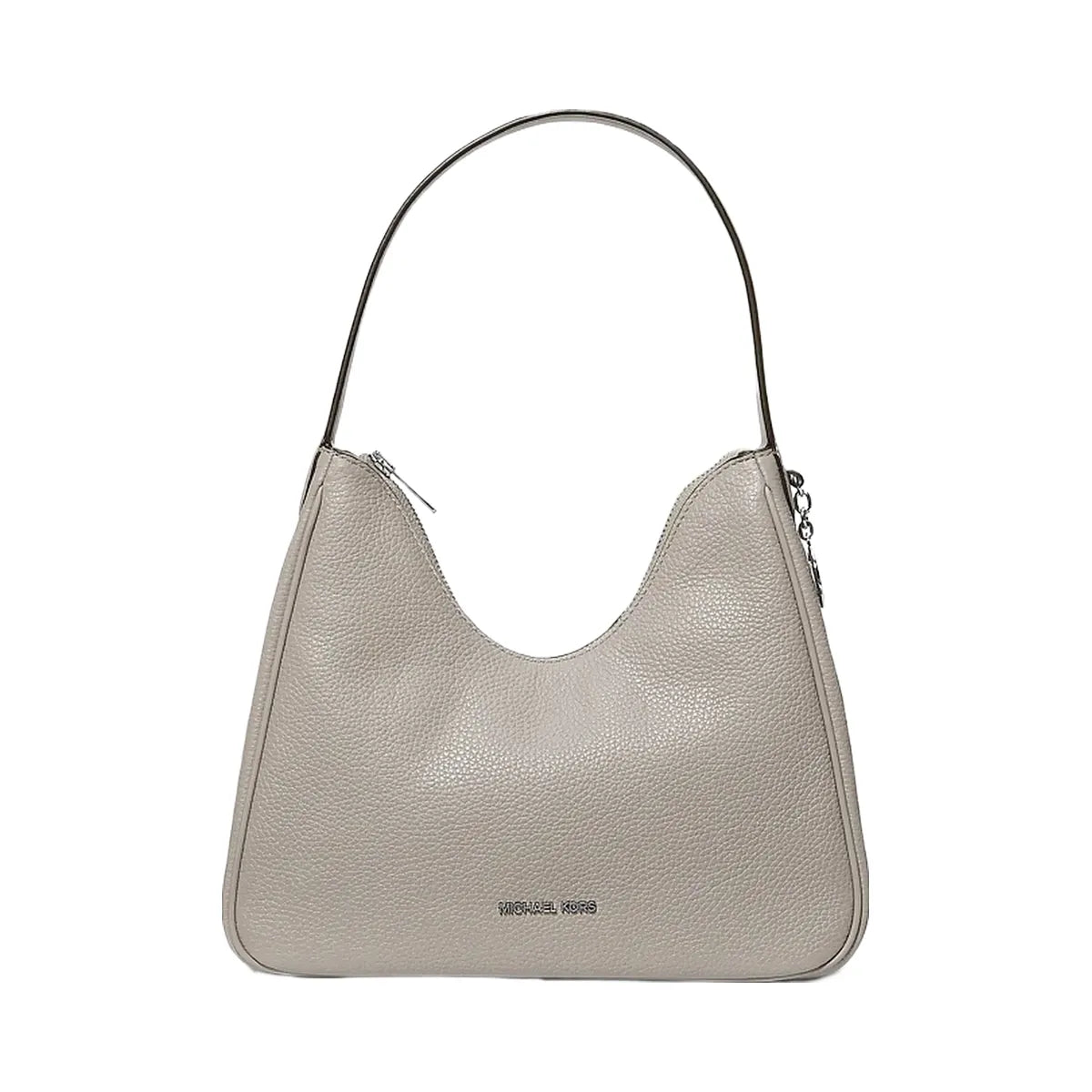 Michael Kors Nayla Small Pebbled Leather Hobo Shoulder Bag Pearl Grey