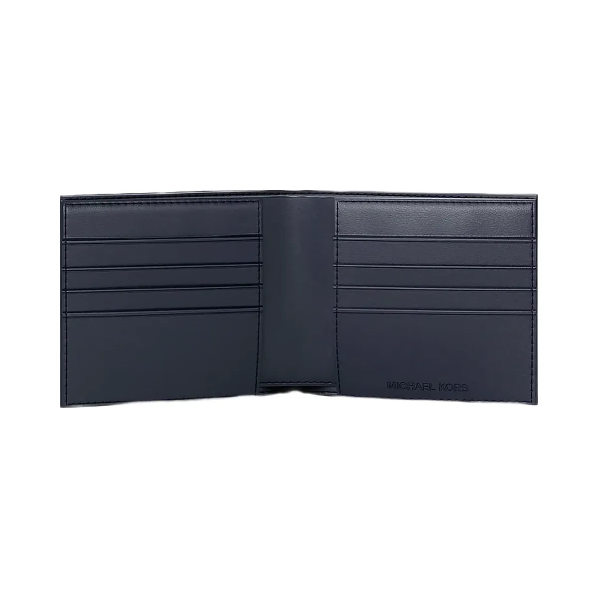 Michael Kors Pebbled Leather Billfold Wallet and Signature Logo Card Case Gift Set Navy