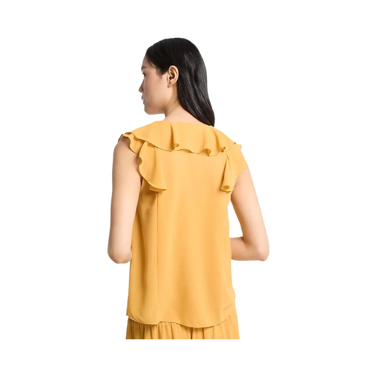 Michael Kors Ruffled Georgette Blouse Honeywheat
