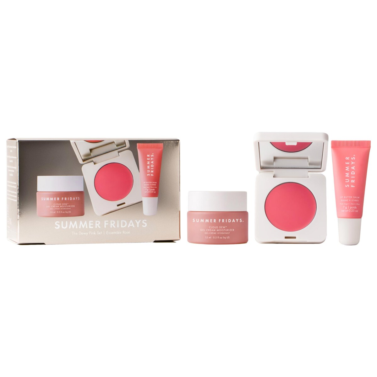Summer Fridays The Dewy Pink Set with mini Lip Butter Balm in Pink Sugar