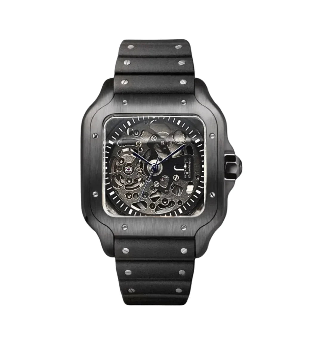Seiko Mod Santos Black Skeleton