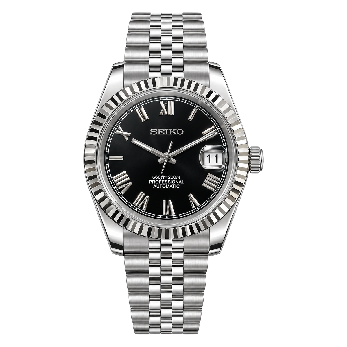 Seiko Mod Datejust Black Roman
