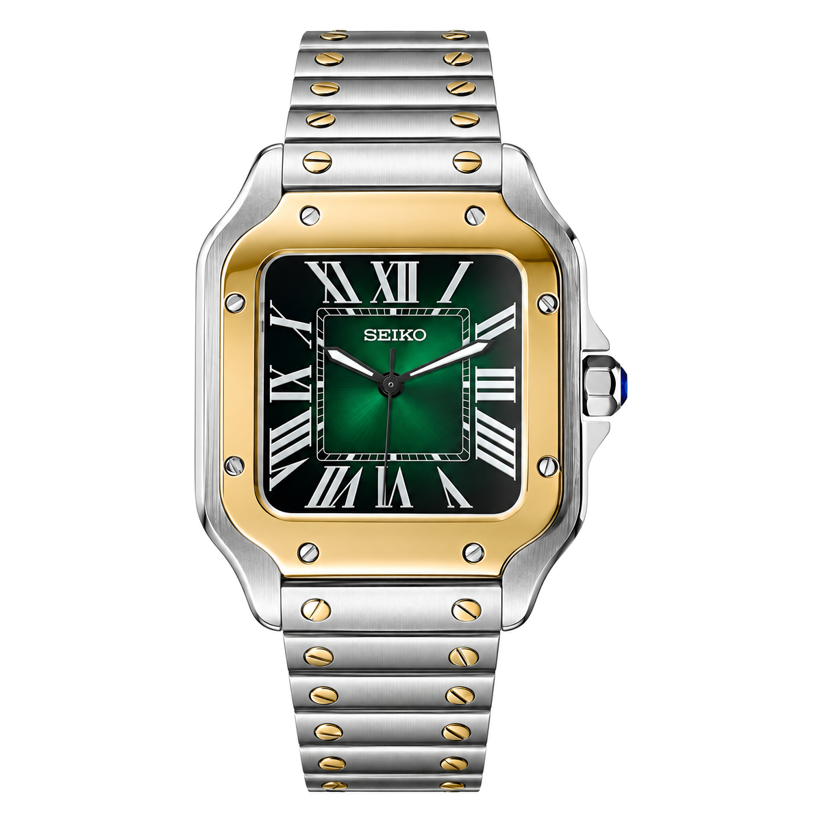 Seiko Mod Santos Two-Tone Green