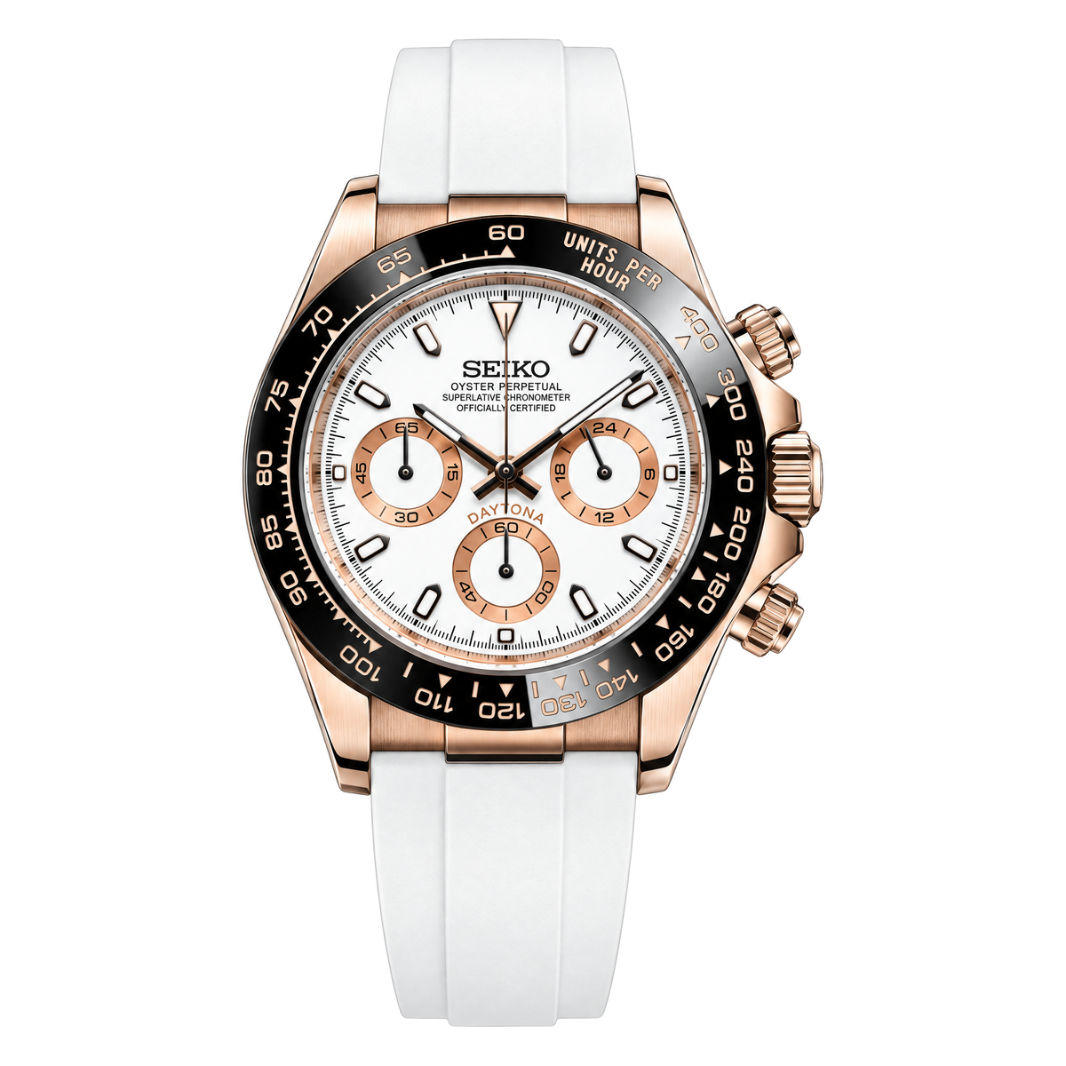 Seiko Mod Daytona Rose Gold White