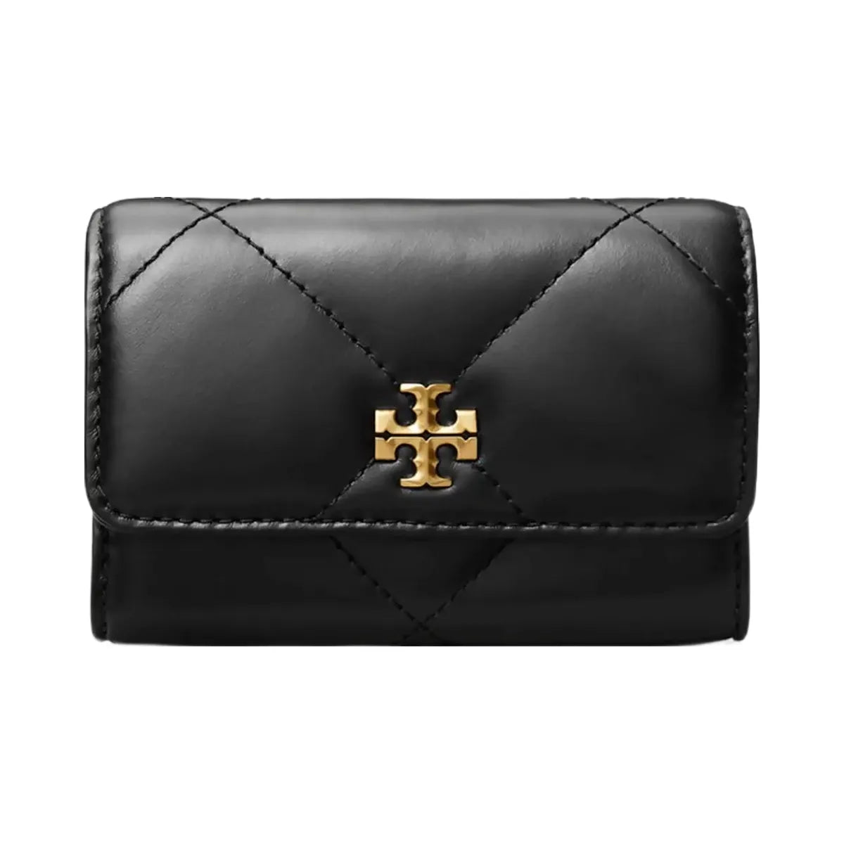 Tory Burch Kira Diamond Quilt Flap Card Case Black