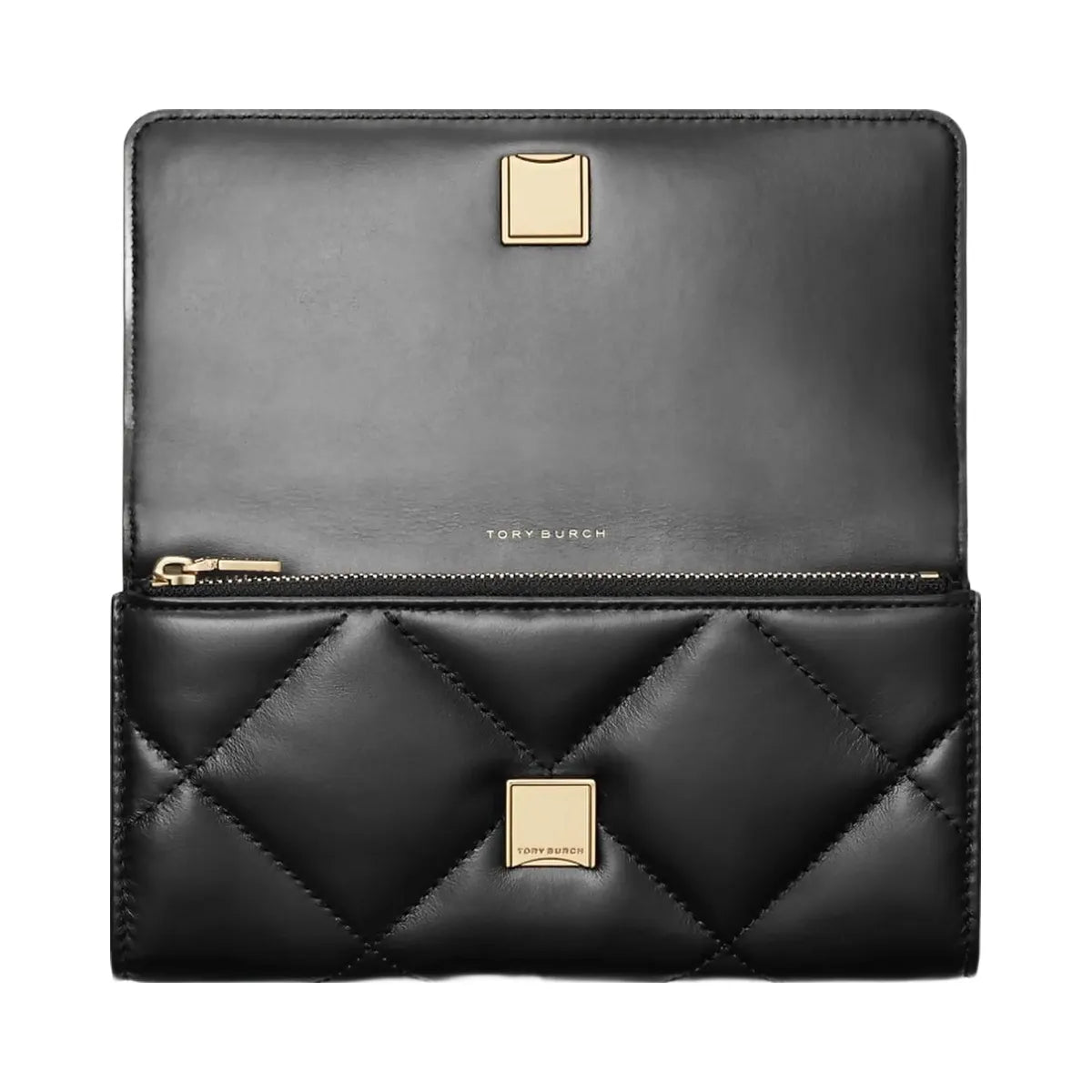 Tory Burch Kira Diamond Quilt Flap Wallet Black
