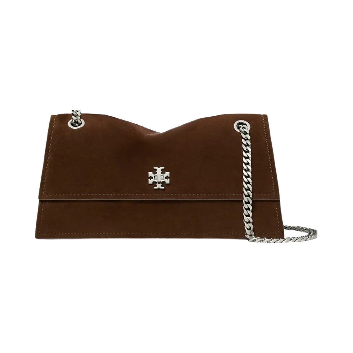 Tory Burch Kira Turnlock Suede Shoulder Bag Dark Cocoa