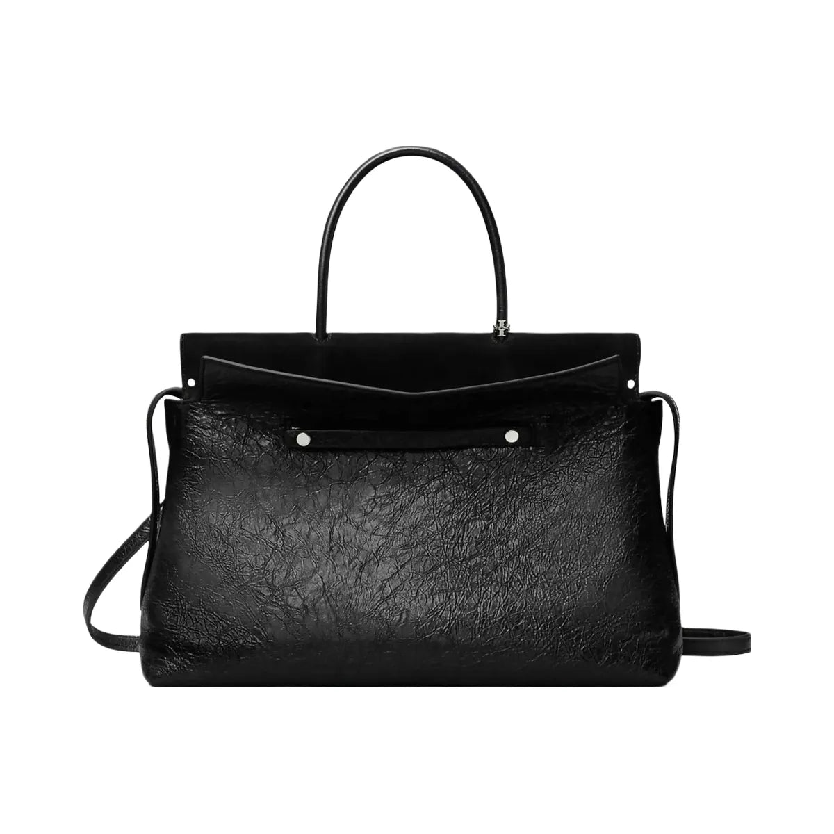 Tory Burch Large Mercer Distressed Satchel Black
