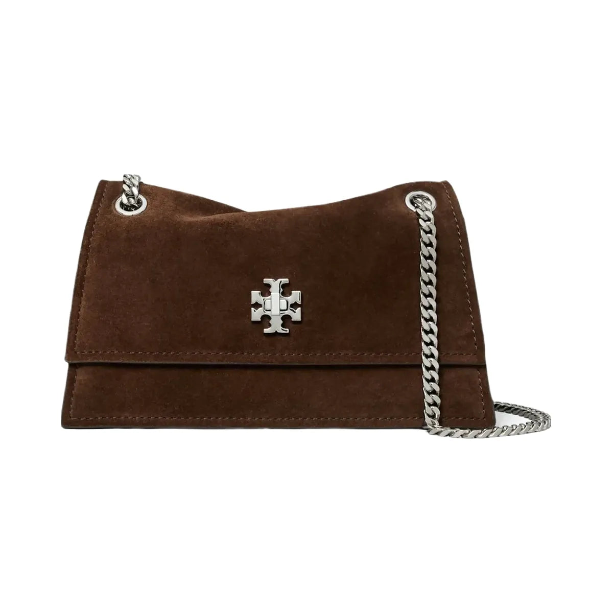 Tory Burch Mini Kira Turnlock Suede Shoulder Bag Dark Cocoa