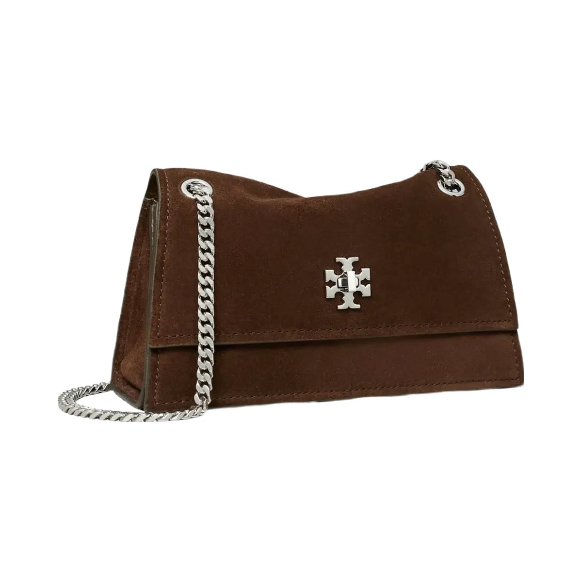 Tory Burch Mini Kira Turnlock Suede Shoulder Bag Dark Cocoa
