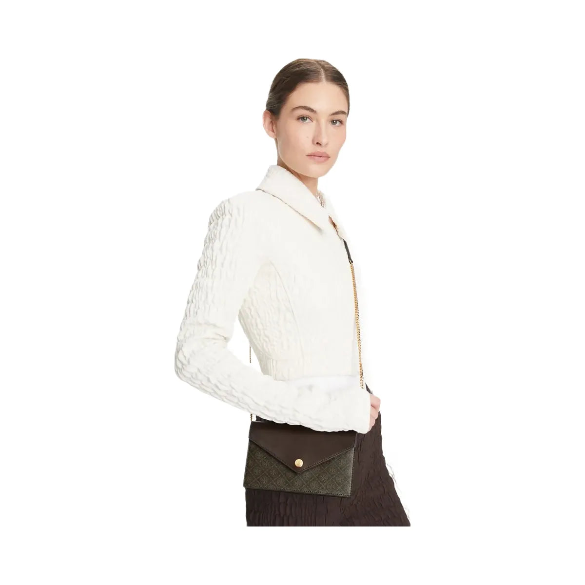 Tory Burch T Monogram Coated Canvas Envelope Crossbody French Press