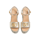 Valentino VLogo Signature Wedge Sandal In Laminated Grainy Calfskin 120mm Platinum