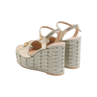 Valentino VLogo Signature Wedge Sandal In Laminated Grainy Calfskin 120mm Platinum