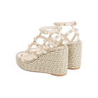 Valentino Rockstud Calfskin Wedge Sandal With Straps 95mm Light Ivory