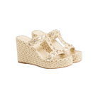 Valentino Rockstud Laminated Nappa Wedge Sandal 90mm Natural