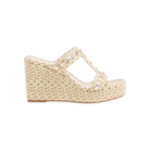 Valentino Rockstud Laminated Nappa Wedge Sandal 90mm Natural