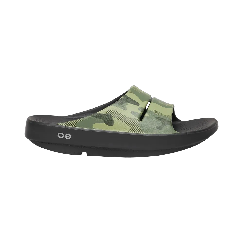 Oofos OOahh Sport Slide Sandal Green Camo