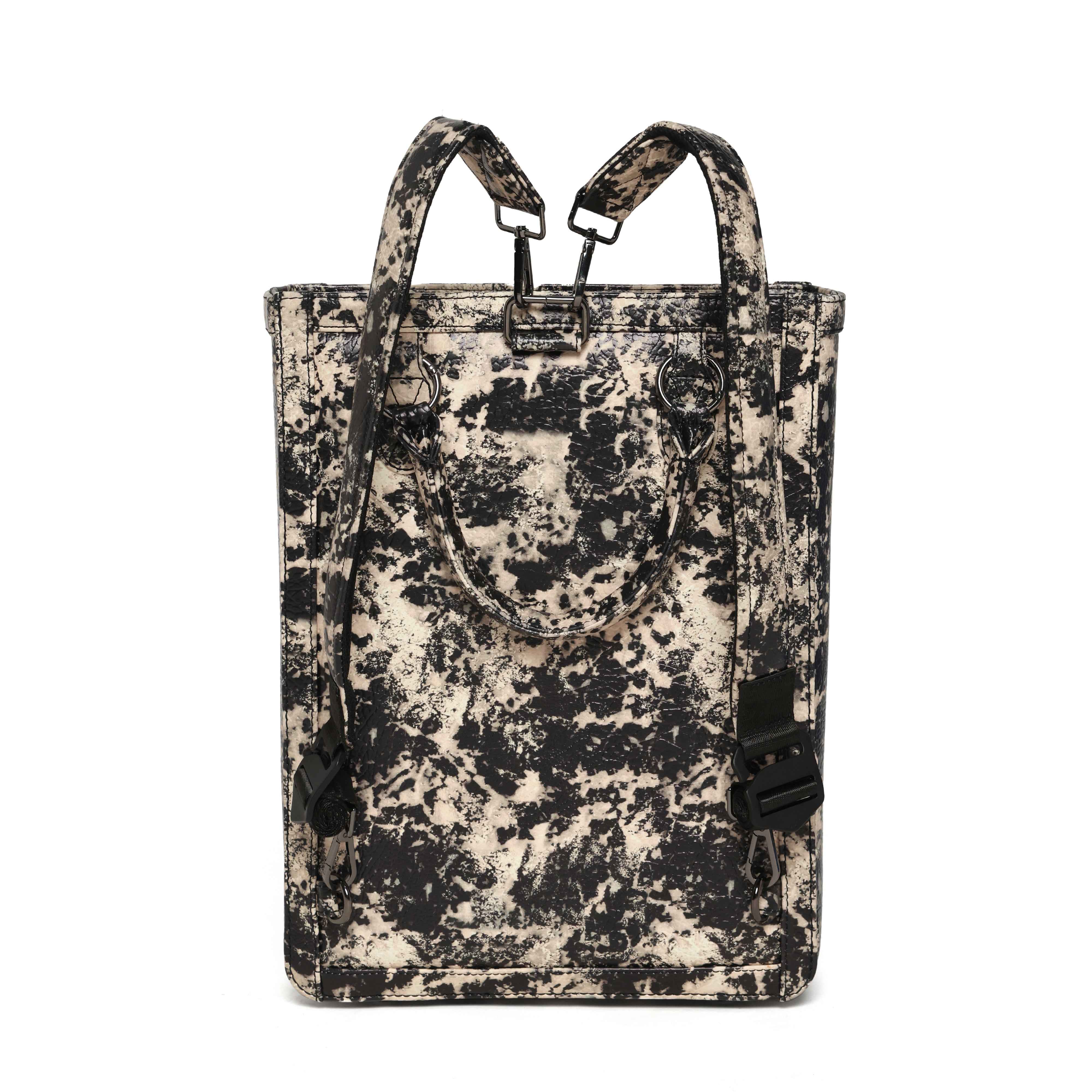 Muddled Shopper Tote cum backpack- Oxidized olive