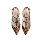 Valentino Rockstud Pumps With Straps In Pony-Effect Calfskin 100mm Brown