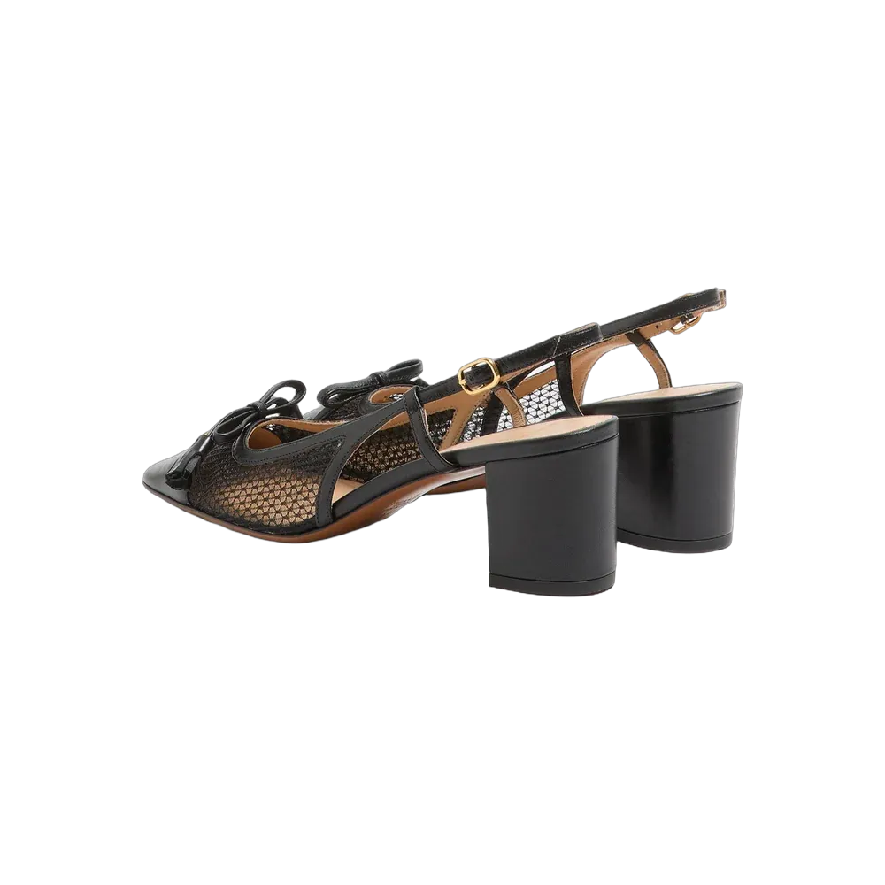 Valentino Valet Du Roi Slingback Pump In Mesh And Kidskin 60mm Black