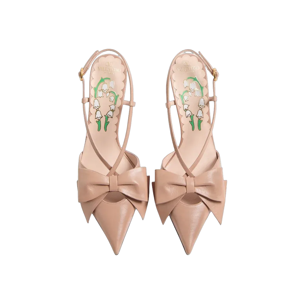 Valentino Bowow Slingback Pumps In Kidskin 85mm Rose Cannelle