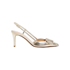 Valentino VLogo Glow Laminated Nappa Slingback Pump 80mm Platinum