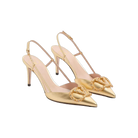 Valentino VLogo Signature Slingback Pump In Laminated Nappa Leather 80mm Rose Cannelle