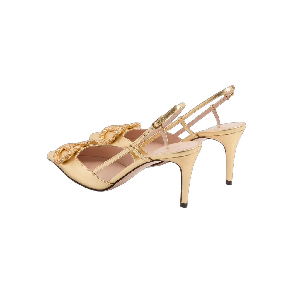Valentino VLogo Signature Slingback Pump In Laminated Nappa Leather 80mm Rose Cannelle