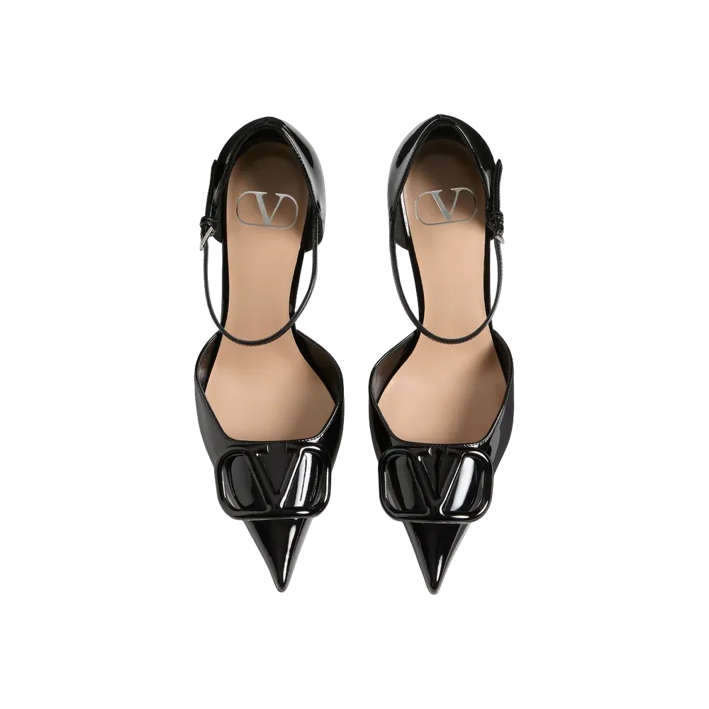Valentino VLogo Signature D'Orsay Patent Leather Pumps 100mm Black