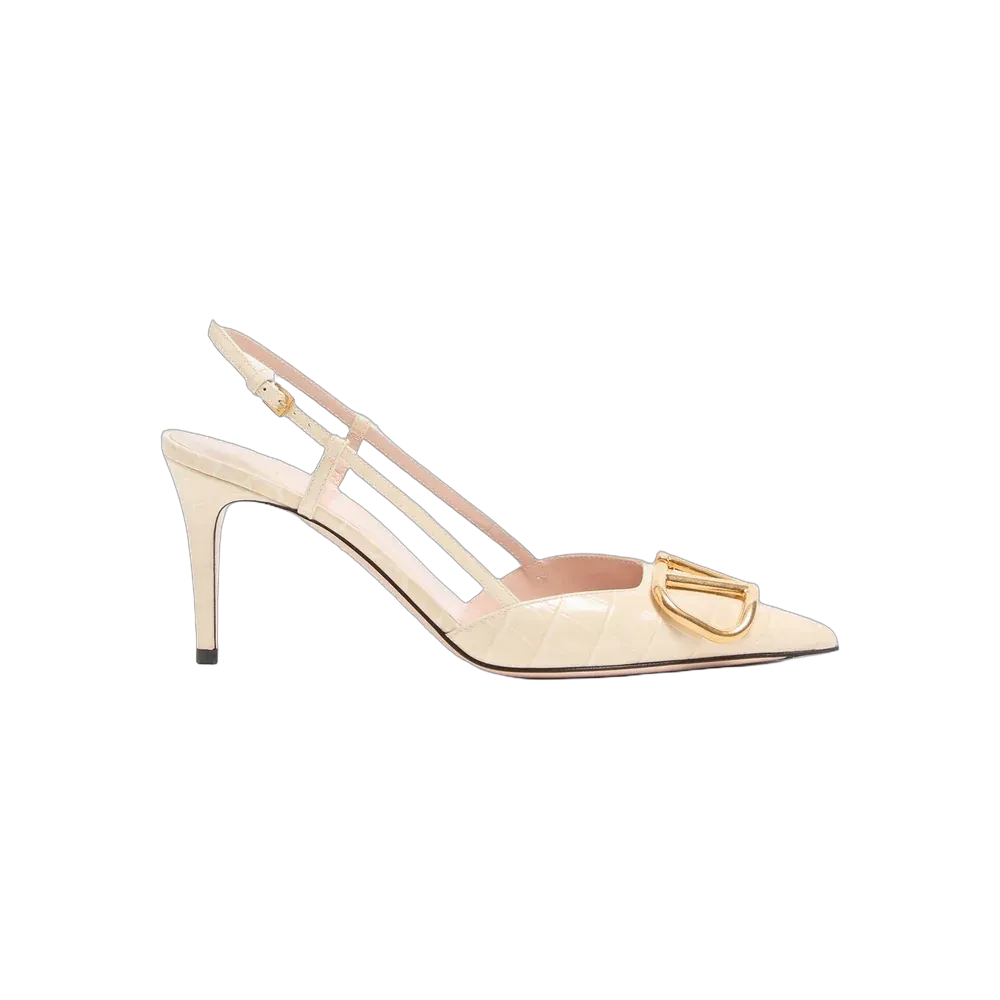 Valentino VLogo Signature Slingback Pumps In Printed Calfskin 80mm Butter