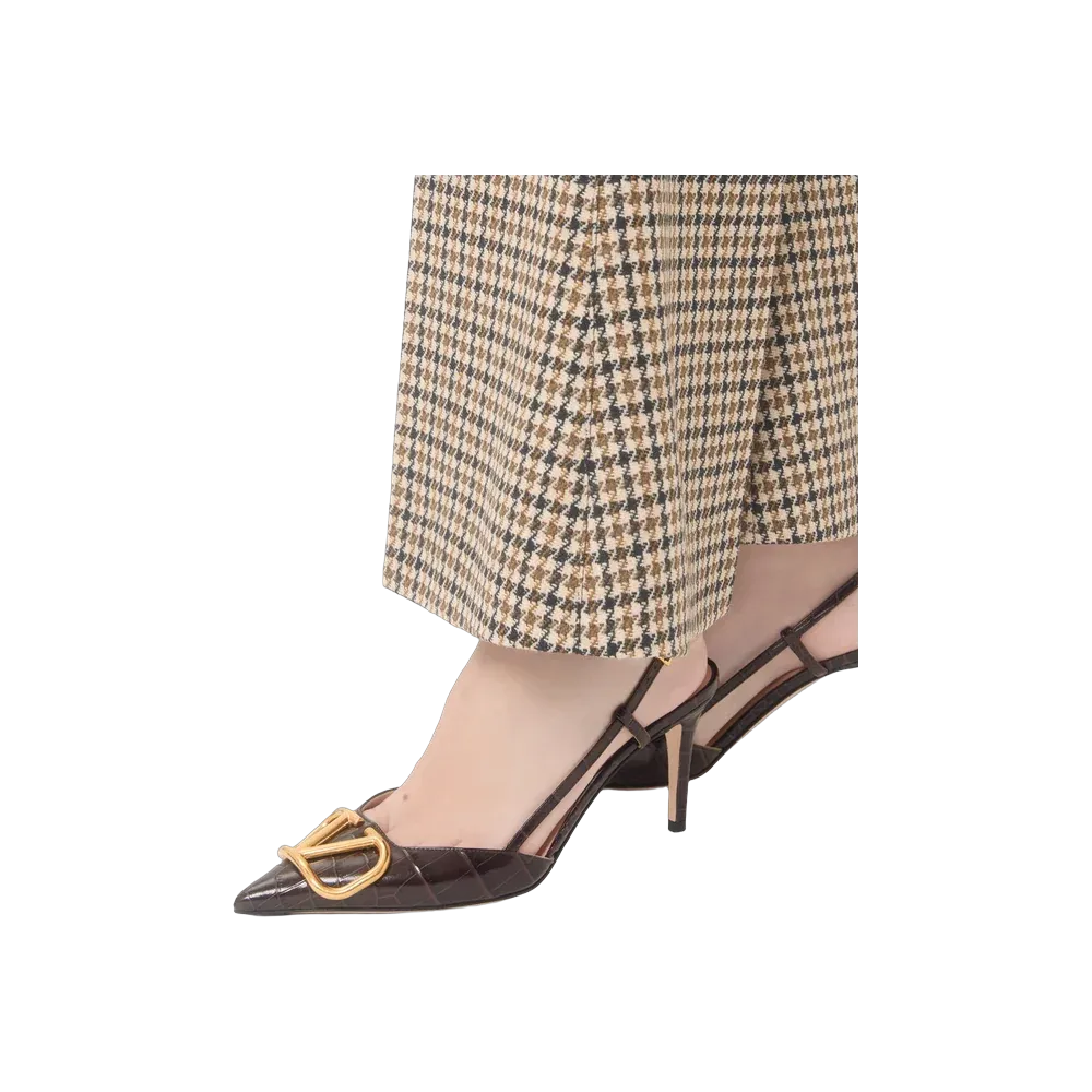 Valentino VLogo Signature Slingback Pumps In Printed Calfskin 80mm Oak Brown