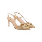 Valentino VLogo Signature Metallic Slingback Pumps With Cornely Embroidery 80mm Gold