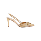 Valentino VLogo Signature Metallic Slingback Pumps With Cornely Embroidery 80mm Gold