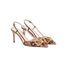 Valentino VLogo Signature Slingback Décolleté With Animalier Embroidery 80mm Brown