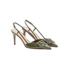 Valentino VLogo Signature Patent Leather Slingback Pump 80mm Military Green