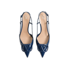 Valentino VLogo Signature Patent Leather Slingback Pump 80mm Blue