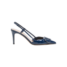 Valentino VLogo Signature Patent Leather Slingback Pump 80mm Blue