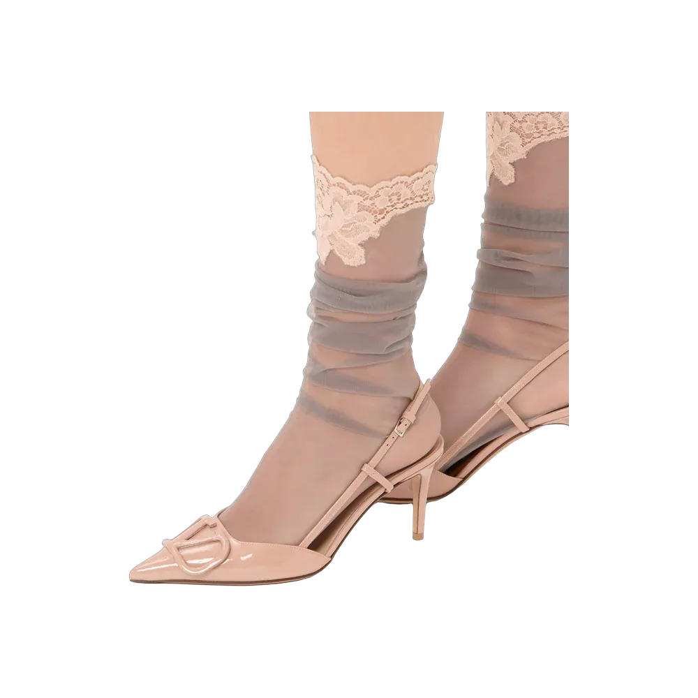 Valentino VLogo Signature Patent Leather Slingback Pump 80mm Rose Cannelle