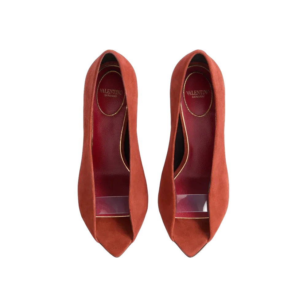Valentino Open Toe Révélé Suede Pumps 105mm Rust