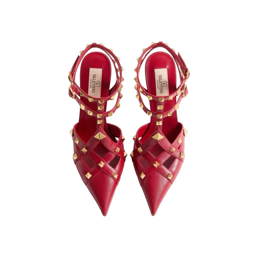 Valentino Studdy Kidskin Pumps 100mm Red